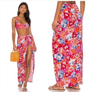 L Space Mia Floral Sarong Cover Up Skirt